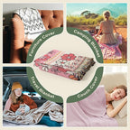 Snycler Flowers and Plants Throw Blanket for Bed 50 * 60inch Woven Blanket Cotton Polyester Farmhouse Decor for Indoor Outdoor Sofa Bedroom Garden，All Season （Dark Pink）