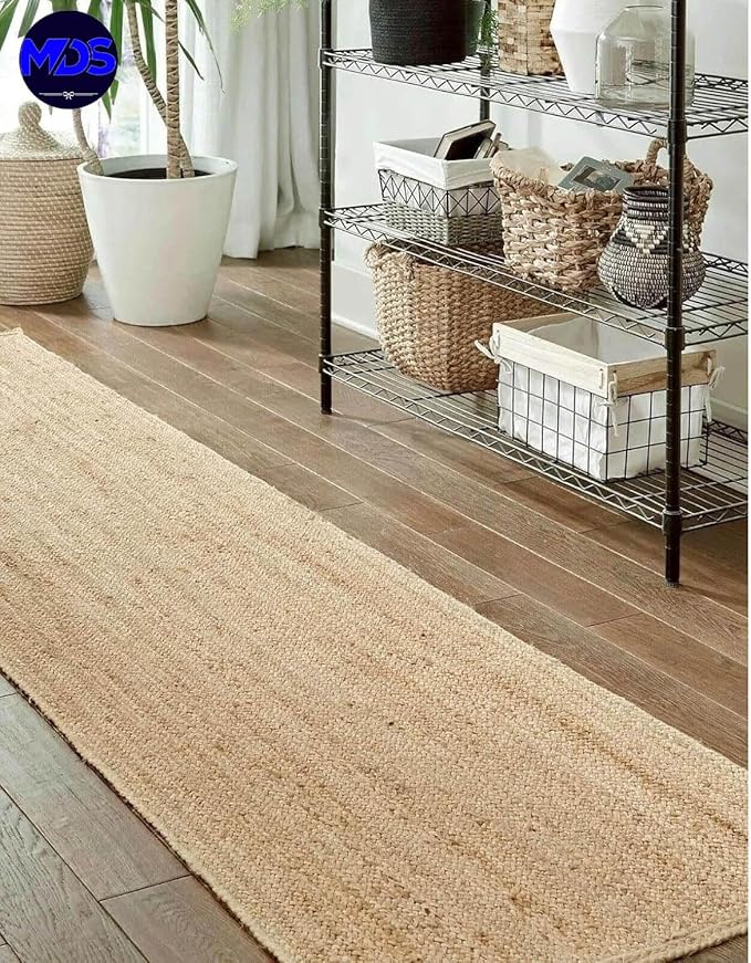 MDS Pack of 1 Handwoven Braided Jute Area Rug 2x6 Rectangular - 100% Natural Burlap Reversible Accent Rugs for Home Decor, Living Room, Doormat, Kitchen, Entryway Rug, Rustic, Farmhouse (2'x6')