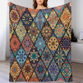 Vintage Bohemian Throw Blanket Colorful Mandala Indian Pattern Blanket for Sofa Bed Couch Chair Or Dorm 60"x80"