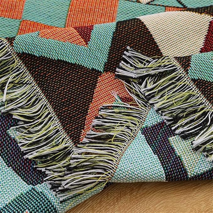 Homesy Southwestern Throw Blankets Navajo Aztec Throws and Blankets Green Multi-Function Boho Throw for Couch Chair Sofa Bed Home Outdoor Beach Car Tent Travel Camping 63"x87"