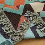Homesy Aztec Throw Blankets Navajo Southwestern Throws Cover Reversible Green Boho Southwest Blanket for Couch Chair Sofa Bed Home Outdoor Beach Car Tent Travel Camping 51"x63"