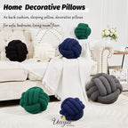 Uvvyui Knot Pillow Ball, Soft Home Decorative Pillows, Round Throw Pillow, Handmade Knotted Plush Pillow, Round Boucle Pillow Cushion (14 Inches Black)