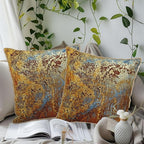 KSLIDS Brown Rust Soft Velvet Throw Pillow Covers Set of 2 Gold Orange Teal Rustic Decorative Pillow Covers 18x18 Inch Rusty Copper Metallic Bronze Pillow Case for Sofa Couch Living Room Home Decor