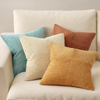 MIULEE Boho Farmhouse Decorative Throw Pillow Covers 18x18 Inch 4 Packs Soft Vintage Pillow Cases Modern Corduroy Patchwork Cushion Covers for Couch Sofa Bed Home Decor, Teal-Rust