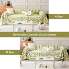 ROOMLIFE Boho Couch Cover for 3 Cushion Couch L Shape Sofa Covers for Sectional Sofa Reversible Silpcover for Dogs Washable Chenille Furniture Protector for Living Room,91"x150"