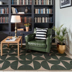 Lahome Modern Geometric Easy Jute 3x5 Entryway Washable Rug, Green Outdoor Carpet for Porch Patio, Neutral Semi-Circle Indoor Mat for Living Room Office Classroom