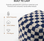 Anji Mountain Pouf Ottoman Foot Rest, Handmade Ottoman Pouf, Comfortable Foot Stool, Decorative Floor Seating for Living Room Decor, Bedroom & Home Décor Accent - Navy