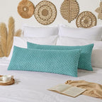 Kevin Textile 20x54 Inch Long Body Lumbar 1 Pack Boho Decorative Throw Pillow Cover Soft Striped Corduroy Rectangle Cushion Case Farmhouse Accent for Living Room Couch Sofa Bed, Aqua Green
