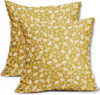 Yellow Pillow Covers 16x16 Set of 2 Vintage Floral Rustic Old Style Cute Flower Print Decorative Outdoor Pillowcases Seasonal Farmhouse Throw Cushion Case Decor for Couch Sofa Bed