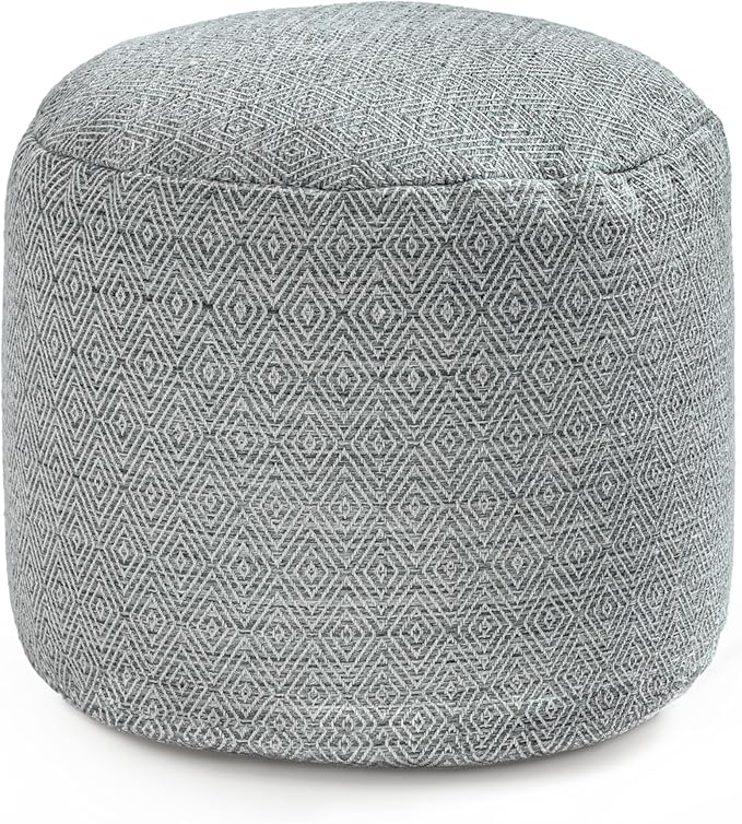 Anji Mountain Pouf Ottoman Foot Rest, Handmade Ottoman Pouf, Comfortable Foot Stool, Decorative Floor Seating for Living Room Decor, Bedroom & Home Décor Accent - Gray Maze