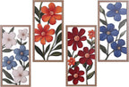suruim Boho Wall Art Set of 4, Abstract Geometric Wooden Wall Decor, Mid-Century Modern Aesthetic Artwork with Arch, Vase & Botanical Design for Modern Home Decor for Bedroom, Office & Living Room(G)