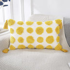 PANOD Super Soft Farmhouse Decorative Plush Throw Pillow Covers 12 x 20 Yellow,Solid Pom pom Tufted with Tassels Modern Accent Boho Lumbar Cushion Cover Pillow Case for Couch Sofa
