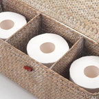 Seagrass Storage Basket for Bathroom - Wicker Toilet Tank Basket with Lid - Woven Storage Box for Organizing (Whitewash, 16.5" x 5.5" x 5.5")