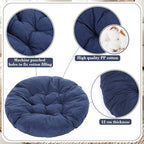 Extra Large Floor Pillow 35 Inch Round Floor Meditation Cushion Papasan Swing Cushion for Adults Oversized Playroom Pillows Big Pillow for Yoga Living Room Sofa Balcony(Dark Blue, Classic)