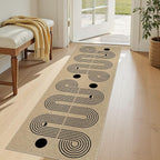 Kitchen Runner Rugs for Hallway, 2x6 Washable Farmhouse Non Slip Outdoor Runners Rug for Bedroom Porch Laundry Bathroom Geometric Brown