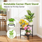 Metal Plant Stand Indoor Outdoor, 3 Tier Corner Tall Plant Shelf for Multiple Plants, Tiered Plant Stand, Heavy Duty Flower Plant Holder, Folding Tall Rack for Garden Patio Lawn Balcony - BlackWave