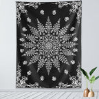 KJHL Floral Bohemian Tapestry Black and White Flower Aesthetic Tapestry Mandala Room Decor Wall Hanging Boho Tapestries for Bedroom Dorm(Black, 44" x 60")