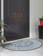 Rugs.com Outdoor Aztec Collection Rug – 2x4 Hearth Blue Flatweave-Pile Rug Perfect for Living Rooms, Large Dining Rooms, Open Floorplans