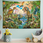LB Dinosaur Tapestry Wild Animal Wall Hanging Tropical Plants Tapestries for Kids Bedroom Living Room Dorm Wall Decor Boys Birthday Party Backgroud,60x40 Inch
