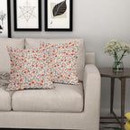 Blue Orange Pillow Covers 22x22 Set of 2 Vintage Floral Rustic Old Style Cute Flower Print Decorative Outdoor Pillowcases Seasonal Farmhouse Throw Cushion Case Decor for Couch Sofa Bed