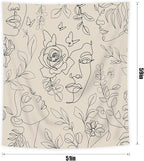 SVBright Abstract Woman Face Tapestry 51Wx59H Inch Floral Leaves Butterfly Art Line Lady Beige Black Flower Aesthetic Modern Sketch Minimalist Simple Wall Hanging Bedroom Living Room Dorm Decor Fabric