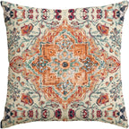 AVOIN colorlife Boho Aesthetic Throw Pillow Cover, 18 x 18 Inch Bohemia Ethnic Style Carpet Pattern Farmhouse Cushion Case for Sofa Couch
