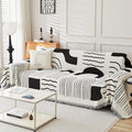 Boho Chenille Couch Cover with Tassels, Bohemian Sofa Cover for 3 Cushion Couch, L-Shaped Sectional, Loveseat, 2/3/4 Seater (71" x 118", Black)