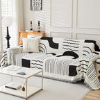 Boho Chenille Couch Cover with Tassels, Bohemian Sofa Cover for 3 Cushion Couch, L-Shaped Sectional, Loveseat, 2/3/4 Seater (71" x 118", Black)