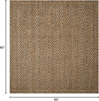 SAFAVIEH Natural Fiber Collection Area Rug - 5' Square, Natural & Grey, Handmade Jute, Ideal for High Traffic Areas in Living Room, Bedroom (NF181D)