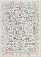 Lahome Sylvie Boho Purple Floral 5x7 Area Rugs, Washable Rugs for Bedroom Nursery Decor, Soft Non-Slip Lavender Carpet for Kids Room Girls Playroom Living Room, Pale Lilac/Pink