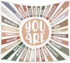 WARDOS Boho Colorful Sunshine Tapestry, You Are Inspirational Tapestry Wall Hanging, Colorful Boho Sun Positive Affirmation Wall Blanket Decor for Kids Room Nursery Playroom Classroom, 50x60 Inch