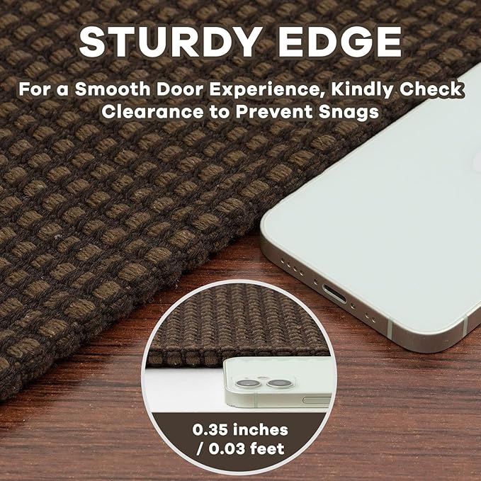 EARTHALL Woven Area Rug 3x5 Ft Washable Rugs for Entryway Braided Non Slip Rubber Backed Throw Rugs Door Mat Indoor Outdoor Entrance Cotton Carpet for Kitchen Foyer Front Door, Brown