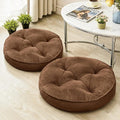 Floor Pillow Set of 2, Memory Foam Meditation Cushion, Floor Cushions for Adults Sitting, Large Round Seat Cushions for Yoga, Living Room, 20x20 Inch (Round | Brown)