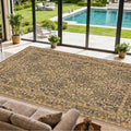 Area Rug for Living Room, 10x12 Large Washable Rugs for Dining Room, Bedroom, Non Slip Stain Resistant Carpet, Low Pile Vintage Floral Rug (Goldenrod)