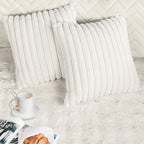 2 Pack Pillow Covers, 18x18 Faux Fur Square Throw Pillow Covers for Living Room Decorations Throw Pillow Case, Throw Pillow Cover Cushion Cover for Home Sofa Bedroom Car, White
