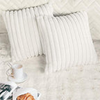 2 Pack 16x16 Pillow Cover Velvet Pillow Covers, Faux Fur Square Throw Pillow Covers for Living Room Decorations Throw Pillow Case, Throw Pillow Cover Cushion Cover for Sofa Bedroom Car, White