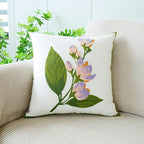 vctops Farmhouse Hibiscus Flowers Cotton Tufted Throw Pillow Cover Spring Floral Embroidery Pillowcase Soft Square Cushion Case for Sofa Couch Bed Chair (Pink Purple,18"x18")