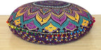 INDIAN CRAFT CASTLE ICC Meditation Floor Pillow Cover, Round Large Pillow Cover Seating for Adults, Bohemian Mandala Circle Cushion Cover for Outdoor Fireplace Yoga Living Room, 32 Inch Pink Multi
