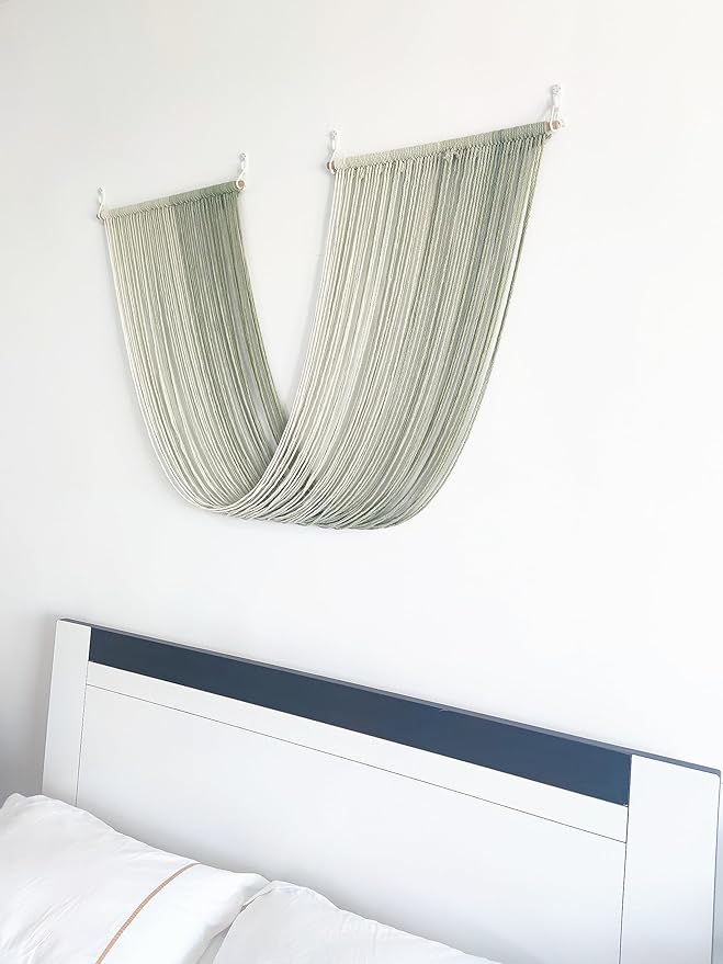 QULBUJ Dip Dye Large Macrame Wall Hanging Tie-Dye Yarn Tapestry Home Boho Wall Decor Ombre Art Headboard Bedroom Living Room 52" Wx34 L,Green