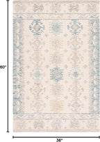 SAFAVIEH Micro-Loop Collection Accent Rug - 3' x 5', Ivory & Blue, Handmade Boho Rustic Wool, Ideal for High Traffic Areas in Entryway, Living Room, Bedroom (MLP476M)