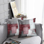 Emvency Set of 2 Burgundy Red Painting Throw Pillow Covers Contemporary Line Abstract Modern Design Retro Decorative Pillow Case Home Decor Standard Square 18x18 Inch Cushion Pillowcase
