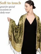 Achillea Reversible Paisley Pashmina Rave Scarf – Exotic Indian Shawls and Wraps for Evening Dresses, Festivals, All Seasons