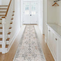 GENIMO 2x16 Runner Rugs for Hallway, Machine Washable Non Slip Vintage Rugs, Low Pile Soft Chenille Print Rug for enrtyway, Corridor, Home Office,Light Taupe Brown