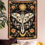 Aipon Orange Moth Tapestry Boho Retro Floral Flowers Tapestries Aesthetic Vintage Mushroom Tapestries for Bedroom Indie Small Tapestry Wall Hanging for Living Room Dorm (30'' × 40'', Orange)