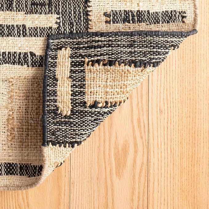 Dash and Albert Cassia Handwoven Jute Rug, 5 X 8 Feet, Black/Neutral Geometric Pattern - Premium Luxury Hotel Quality Soft Breathable Hypoallergenic Machine Washable Easy Care All Season