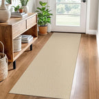 EARTHALL Washable Runner Rug 2x6 Ft Non Slip Runners for Hallways Cotton Rubber Backed Kitchen Runner Braided Indoor Floor Carpet Runners for Entryway, Hallway, Kitchen, Bedroom, Golden Beige/White