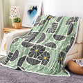 Boho Abstract Colorful Floral Throw Blanket, Vintage Retro Patchwork Green Flower Botanical Geometric Aesthetic Groovy Flannel Throw Blanket for Chair Bed Sofa Couch, 50X60IN