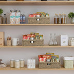 StorageWorks Pantry Baskets, Wicker Storage Baskets for Organizing, Bathroom Shelves, Pantry Organizers and Storage, Seagrass, 15½"L x 11¾"W x 4 ¾"H