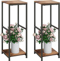 32 inch Tall Metal Wood Plant Stand, Tier Potted Plant Shelf for Indoor, Flower Pot Holder for Corner Living Room Patio Balcony Garden, Kitchen and Bathroom Display Rack, Brown