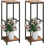 32 inch Tall Metal Wood Plant Stand, Tier Potted Plant Shelf for Indoor, Flower Pot Holder for Corner Living Room Patio Balcony Garden, Kitchen and Bathroom Display Rack, Brown